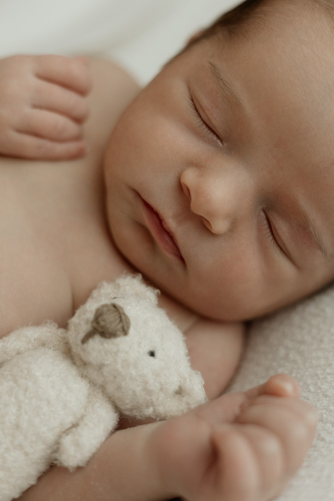 bébé avec doudou, Séance photo professionnelle en studio à tours